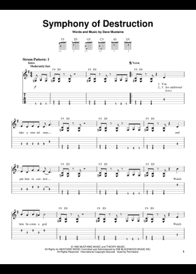 Free Symphony Of Destruction by Megadeth sheet music | Download