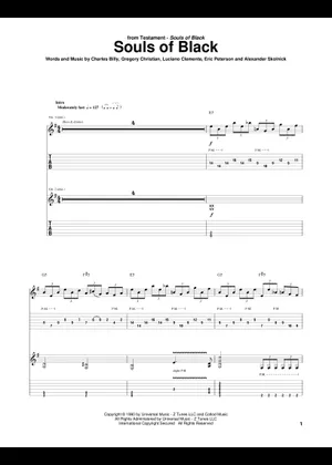 希少!【洋書】TESTAMENT・SOULS OF BLACK・ギター譜 Souls Of Black Testament Sheet Music and Tab for Bass guitar