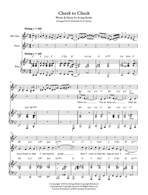 Cheek To Cheek (Arr. Debra E. Stempien, Gregory H. Turner) - Fred Astaire (Small Ensemble)