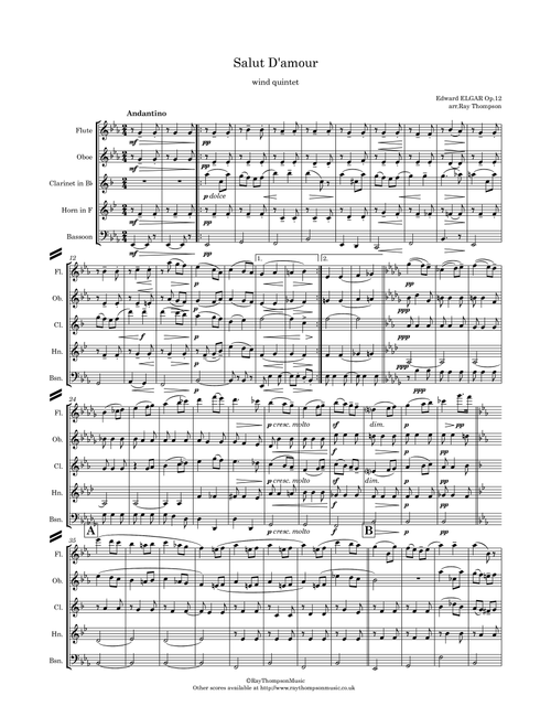 Elgar: Salut D'Amour Op.12 - wind quintet (Arr. Ray Thompson) - Edward Elgar (Woodwind Ensemble)