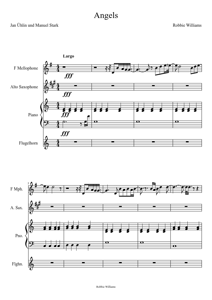 Cálculo Virus Pedicab Angels Robbie Williams Sheet music for Piano (Solo) | Musescore.com