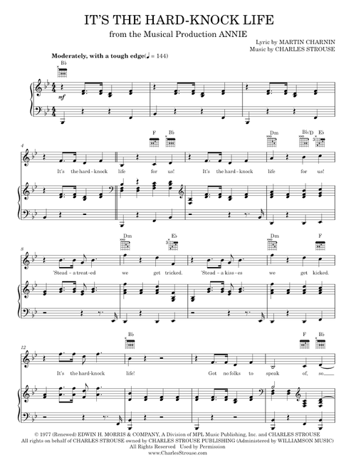 It's The Hard-Knock Life - Annie Musical, Charles Strouse (Piano-Vocal-Guitar)