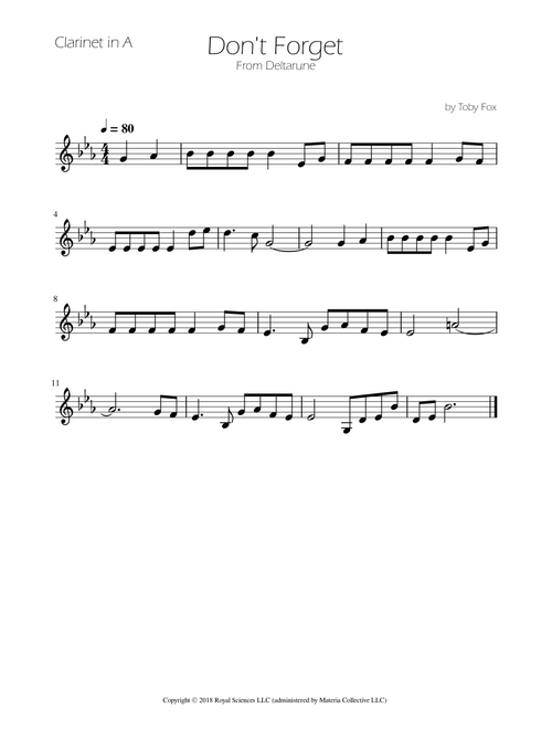 Don't Forget (Arr. Ygor Nunes Silva) - Toby Fox (Clarinet Solo)