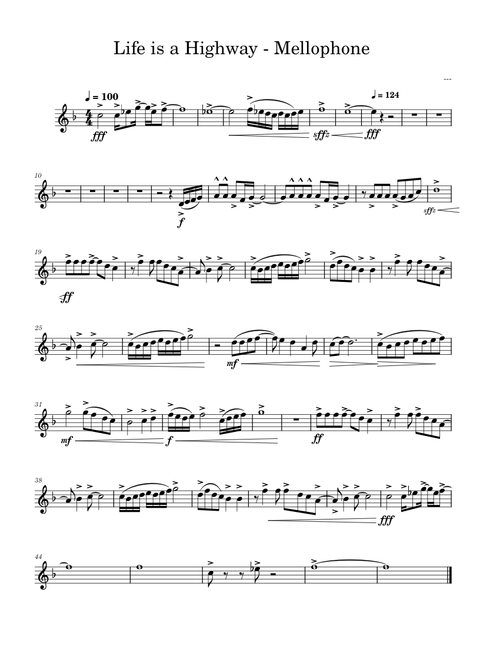 Life is a highway – Rascal Flatts Life is a Highway - Mellophone