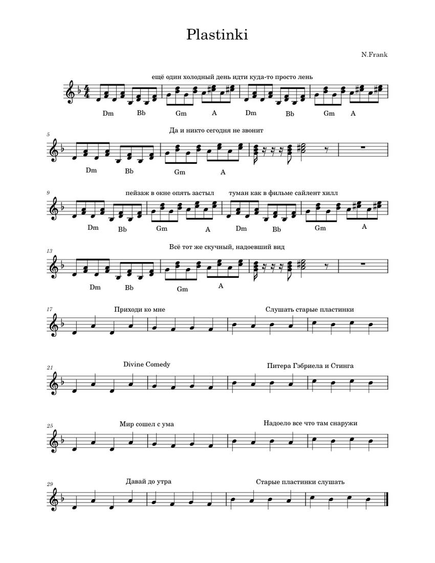 Пластинки – Дурной Вкус Пластинки Plastinki Sheet music for Piano (Solo ...