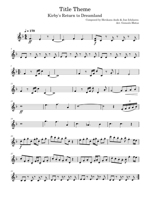 Title Theme - Kirby's Return to Dreamland - Violin Solo