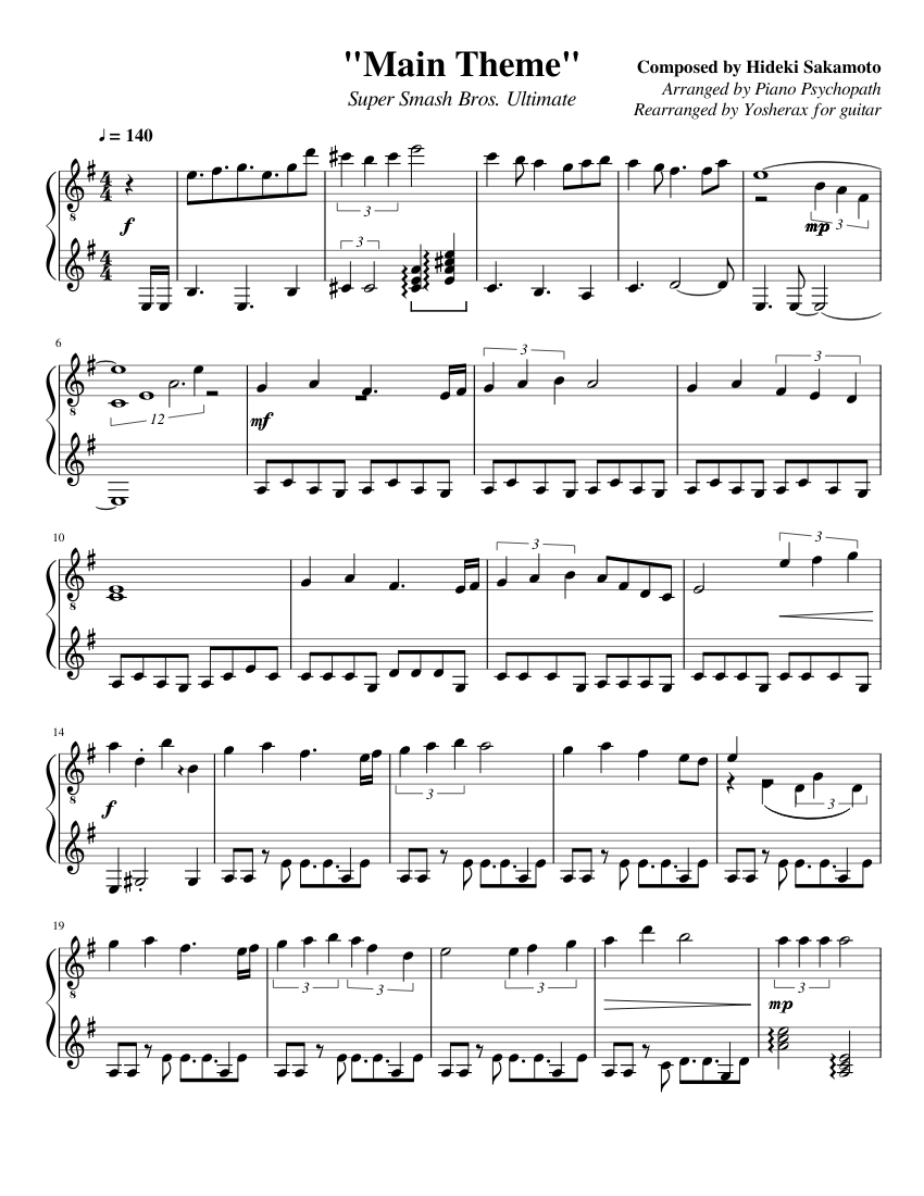 Super Smash Bros Ultimate Main Theme Guitar Arrangement Yosherax