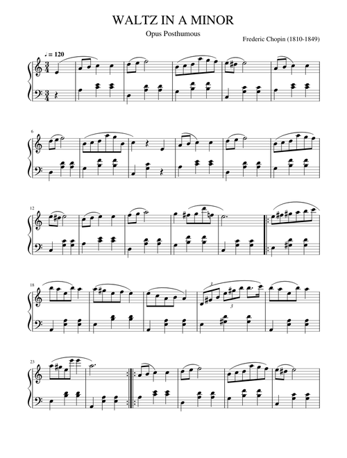 FREDERICK CHOPIN - WALTZ IN A MINOR