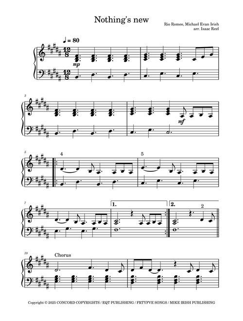 Nothing's New (Arr. Isaac Reel) - Rio Romeo (Piano Solo)