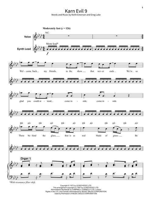 Karn Evil 9 (First Impression) - Emerson Lake & Palmer (School of Rock - Keys)
