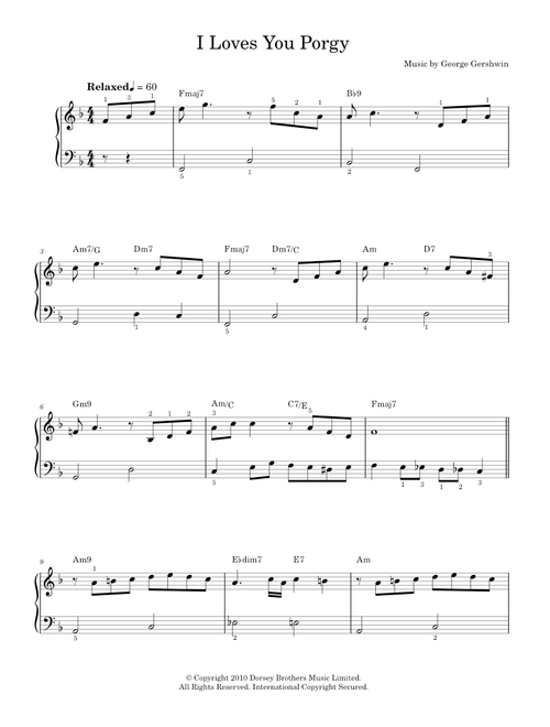 I Loves You, Porgy (From Porgy And Bess) - George Gershwin (Easy Piano)