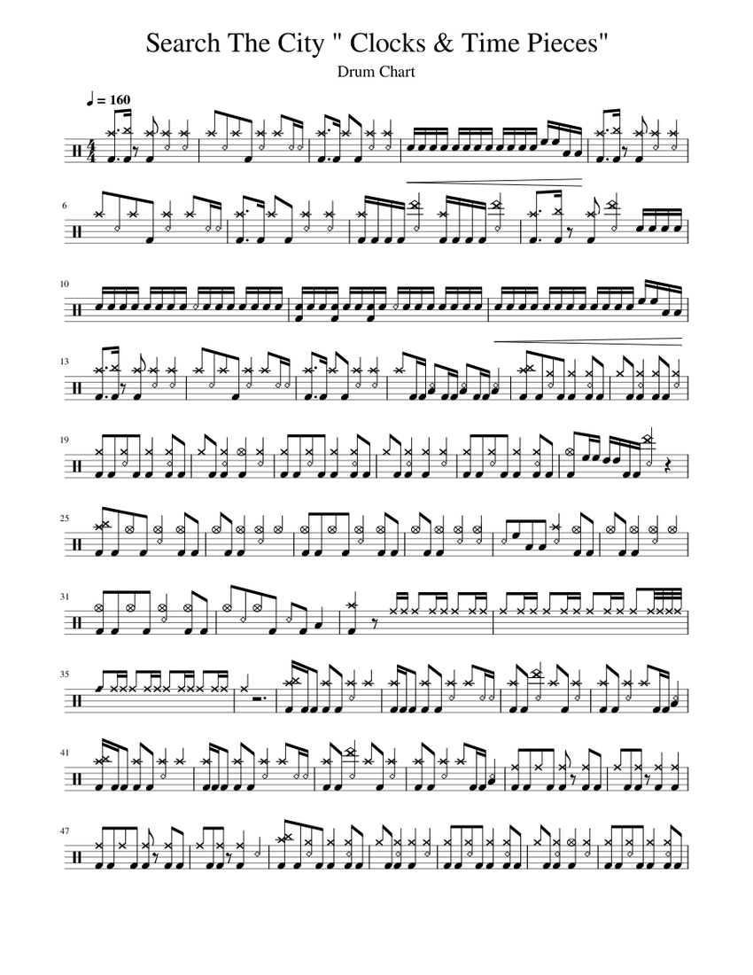 Clocks And Time Pieces Search The City Sheet music for Drum group (Solo)