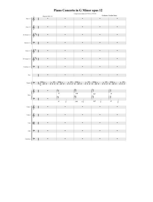 Piano Concerto No 1 in G minor Opus 12 (in one Movement) - Score Only - Grahame Gordon Innes (Full Orchestra)