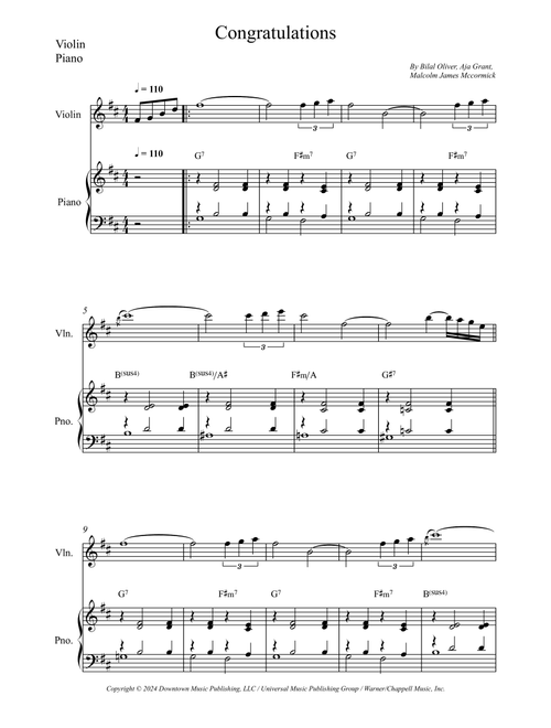 Congratulations (Arr. Wesley S. SIlva) - Aja Grant, Bilal Oliver, Malcolm James Mccormick (Violin and Piano)