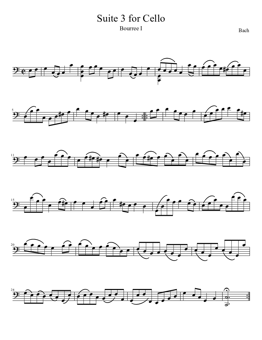 Made of agreement On the verge Bach Cello Suite 3 - Bourree I Sheet music for Cello (Solo) | Musescore.com Made of agreement On the verge Bach Cello Suite 3 - Bourree I Sheet music for Cello (Solo) | Musescore.com