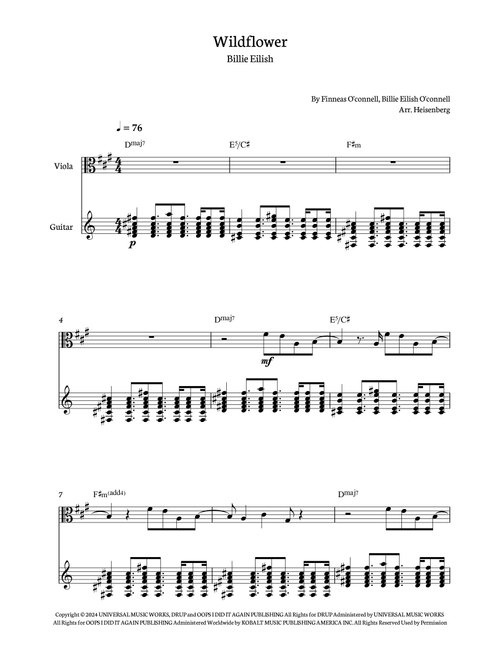 Wildflower (Arr. Heisenberg) - Billie Eilish (Instrumental Duet)