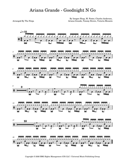 Goodnight N Go (Arr. The Ninja) - Ariana Grande (Drums)
