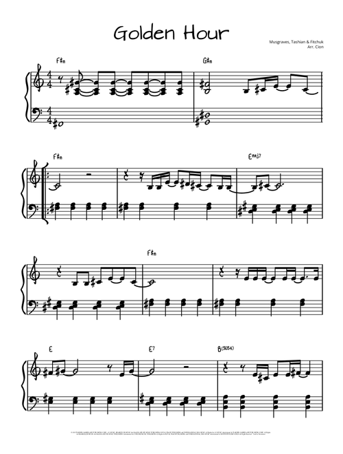 Golden Hour (Arr. Sarah Jane Cion) - Kacey Musgraves (Piano Solo)