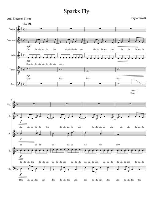 Sparks Fly – Taylor Swift (SATB w/solo)