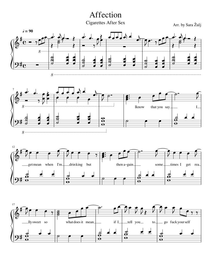 affection cigarettes lyrics Affection - Cigarettes After Sex Sheet Music for Piano (Solo) easy