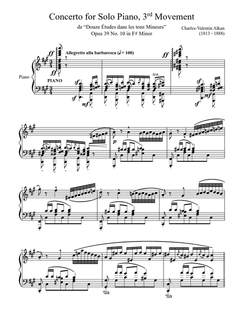 Concerto for Solo Piano, 3rd Movement Opus 39 No. 10 in F♯ Minor