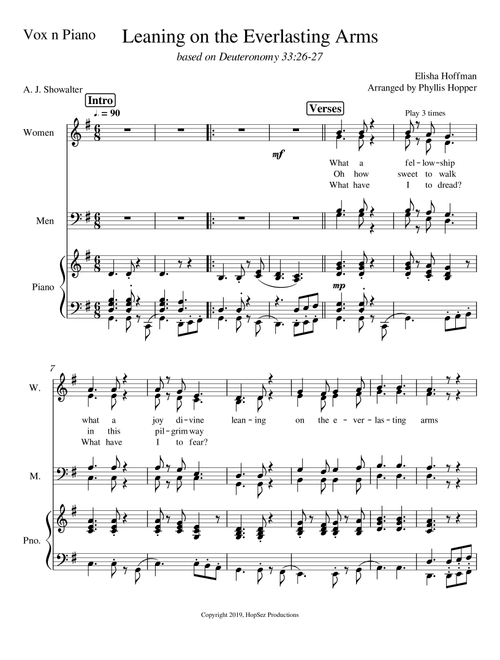Leaning On The Everlasting Arms - SATB Piano (Arr. Phyllis Hopper) - Elisha Hoffman (Choral, SATB)