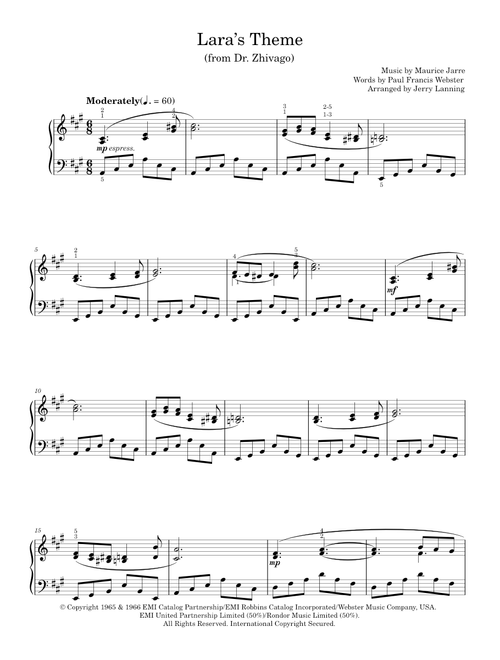Lara's Theme - Maurice Jarre (Piano Solo)