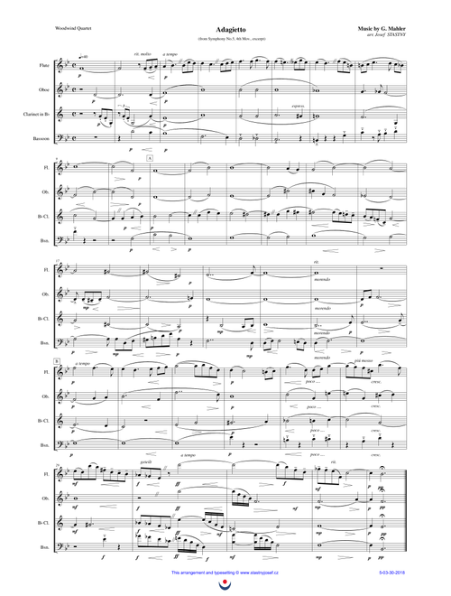 Adagietto (Arr. Josef STASTNY) - Gustav Mahler (Woodwind Ensemble)