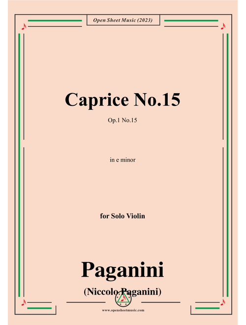 Paganini-Caprice No.15,Op.1 No.15,in e minor,for Solo Violin (Arr. OSM Press) - Niccolo Paganini (Violin Solo)