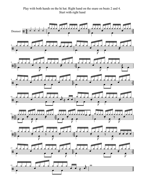 Drums rock grooves - 16th note - beginner practice