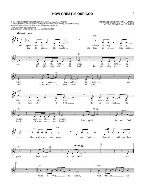 How Great Is Our God - Chris Tomlin (Lead Sheet - Fake Book)