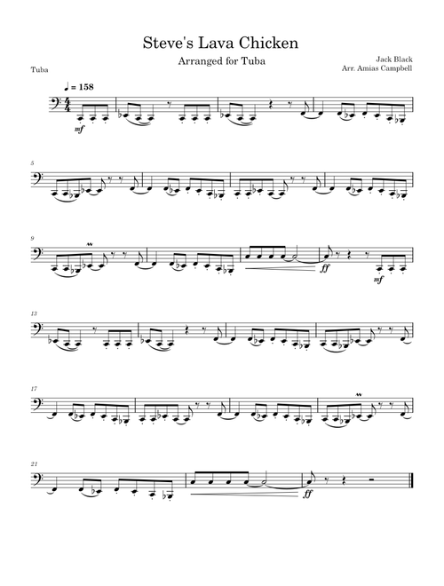 Lava Chicken Song Arr. for Tuba