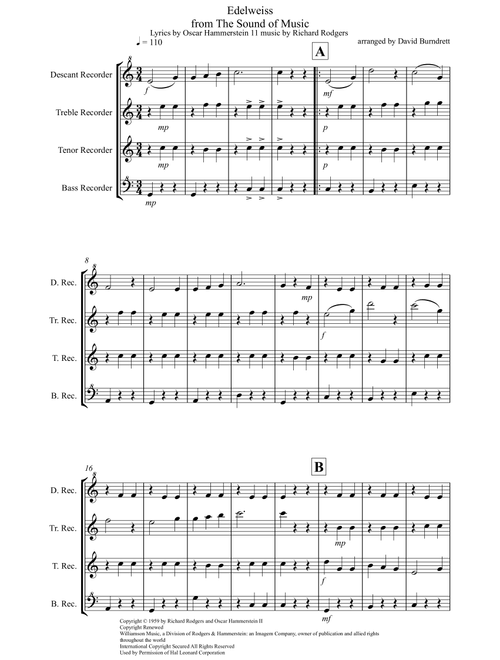 Edelweiss (Arr. David Burndrett) - Richard Rodgers (Recorder Solo)