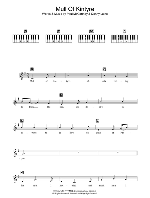 Mull Of Kintyre - Paul McCartney & Wings, Paul McCartney (Piano Chords-Lyrics)