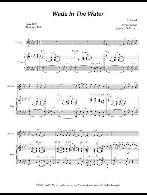 Wade In The Water (for Flute or Violin solo and Piano) (Arr. Stephen DeCesare) - Spiritual (Instrumental Duet and Piano)