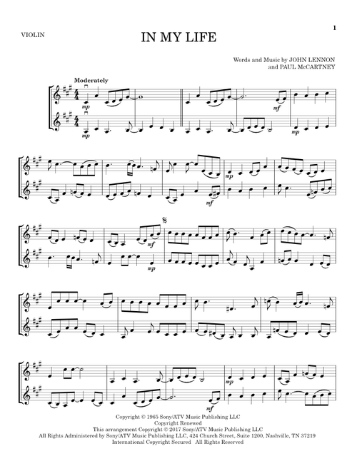 In My Life - The Beatles (Violin Duet)