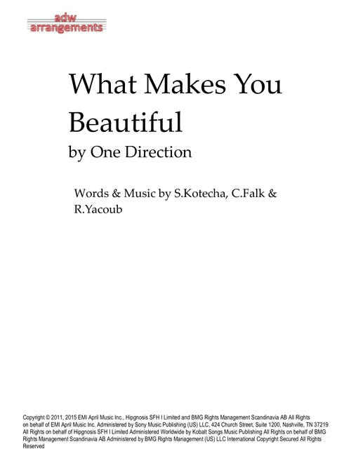 What Makes You Beautiful (Arr. adw arrangements) - One Direction (String Quartet)