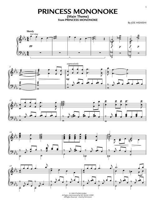 Princess Mononoke (Main Theme) - Joe Hisaishi (Piano Solo)