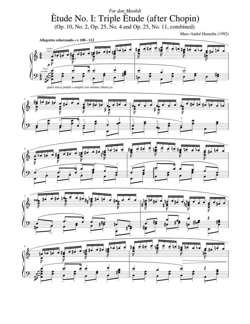 12 Ètudes in all the minor keys, No.1 in A minor 'Triple Étude, after  Chopin'- M. A. Hamelin Sheet music for Piano (Solo) | Musescore.com