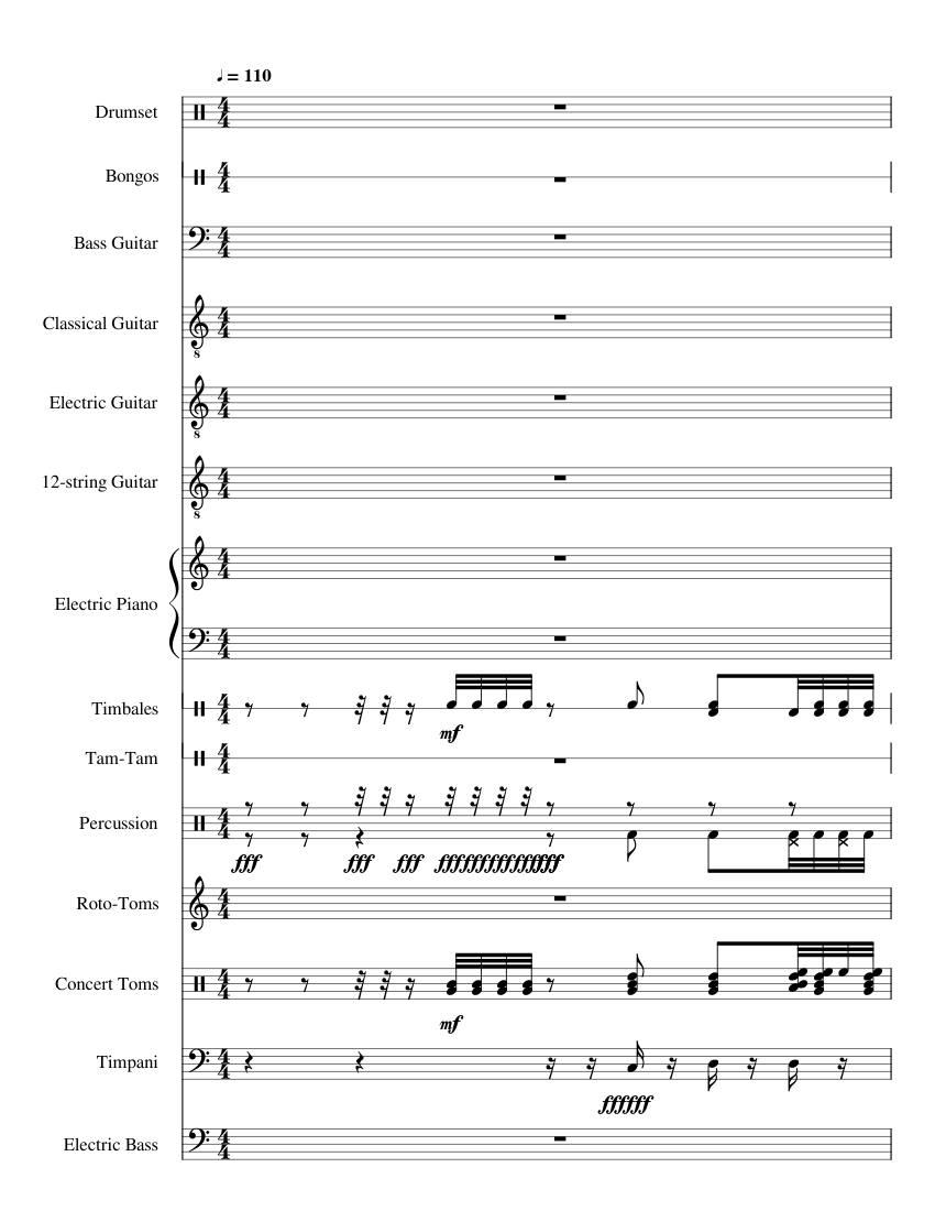 sandy balls Sheet music for Piano, Timpani, Guitar, Bass guitar & more ...