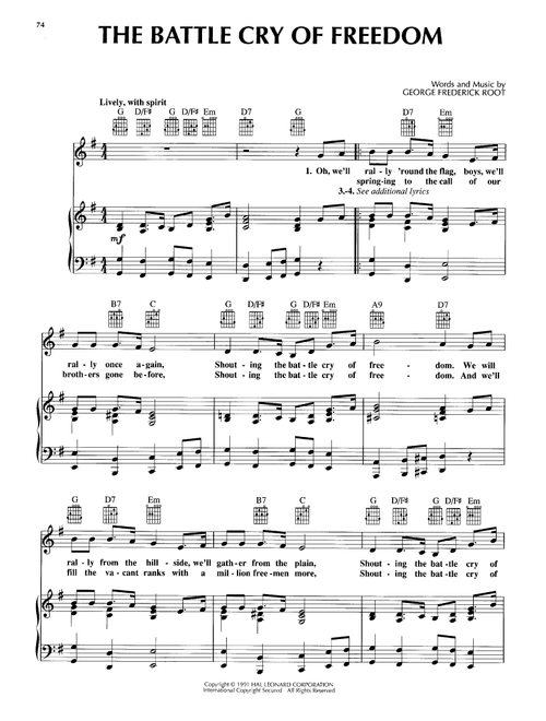 The Battle Cry Of Freedom - George Frederick Root (Piano-Vocal-Guitar)