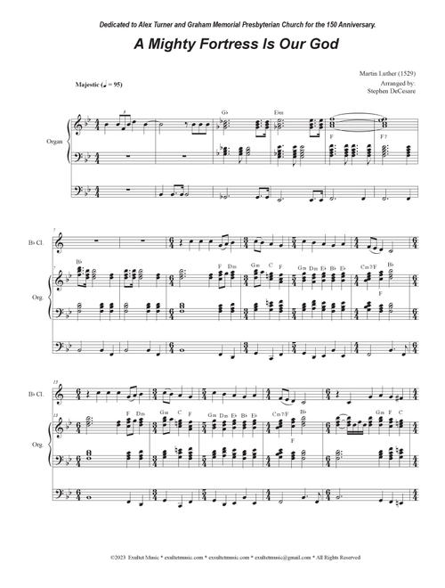 A Mighty Fortress Is Our God (Bb-Clarinet solo and Organ) (Arr. Stephen DeCesare) (Clarinet Solo)