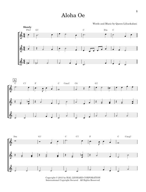 Aloha Oe - Queen Liliuokalani (Ukulele Ensemble)