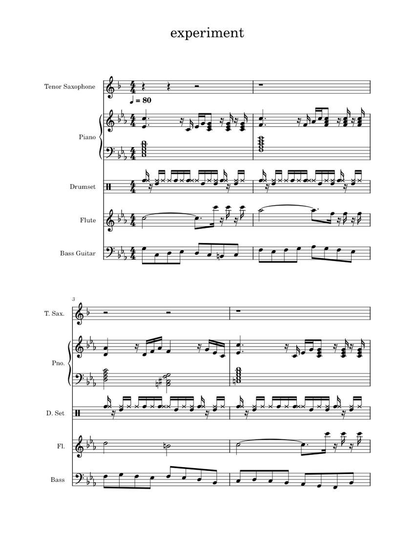 GCSE_COMPOSITION 11th jan Sheet music for Piano, Flute, Saxophone tenor ...