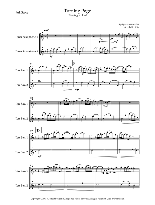 Turning Page (Arr. Fabio Britto) - Sleeping At Last (Tenor Sax Duet)