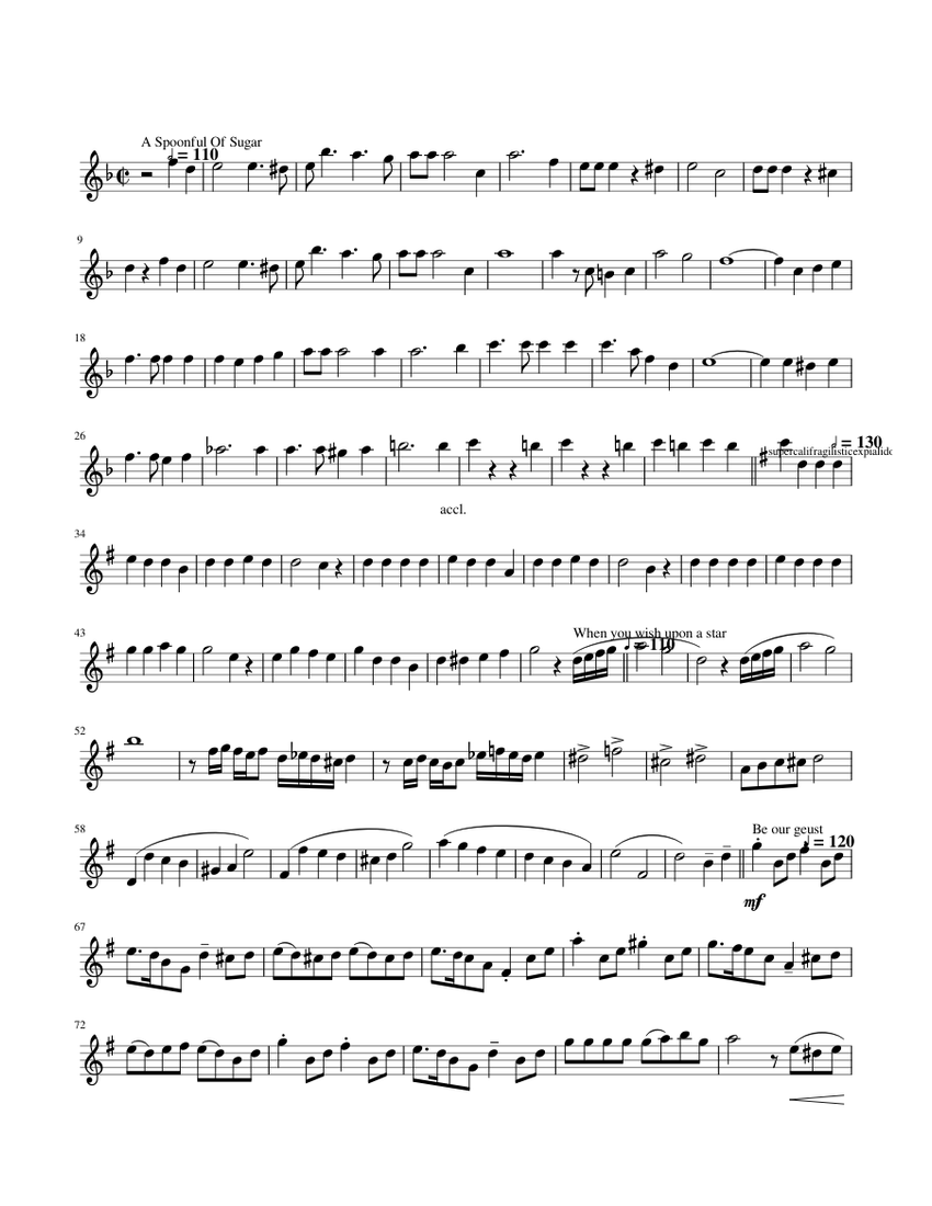 Disney Medley Sheet Music For Saxophone Alto Solo 