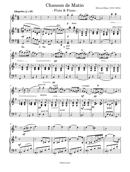 Chanson de Matin - Flute & Piano -