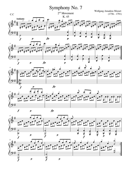 【MOZART】 Mozart's Symphony 7 sheet music by Cursed Composer | Play, print