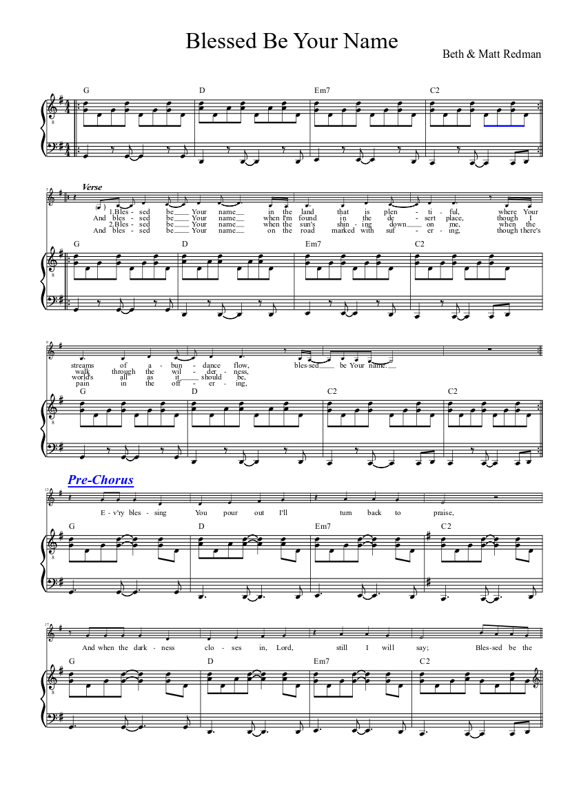 Folleto Mañana teléfono Blessed Be Your Name (Voice and Piano) Sheet music for Piano (Piano Duo) | Musescore.com Folleto Mañana teléfono Blessed Be Your Name (Voice and Piano) Sheet music for Piano (Piano Duo) | Musescore.com