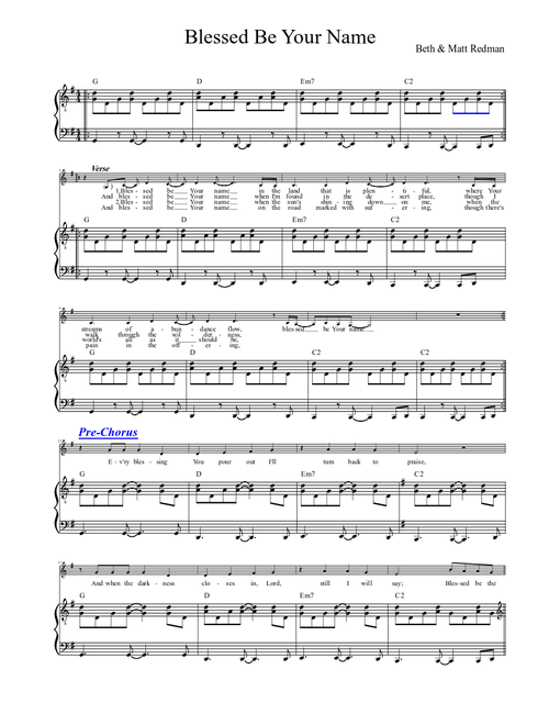 Blessed Be Your Name (Voice and Piano)